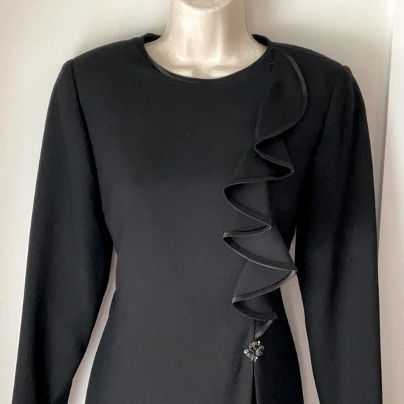 KASPER A.S.L.Kasper Black Embellished Long Sleeve Sheath Dress SIZE M - Picture 3 of 11